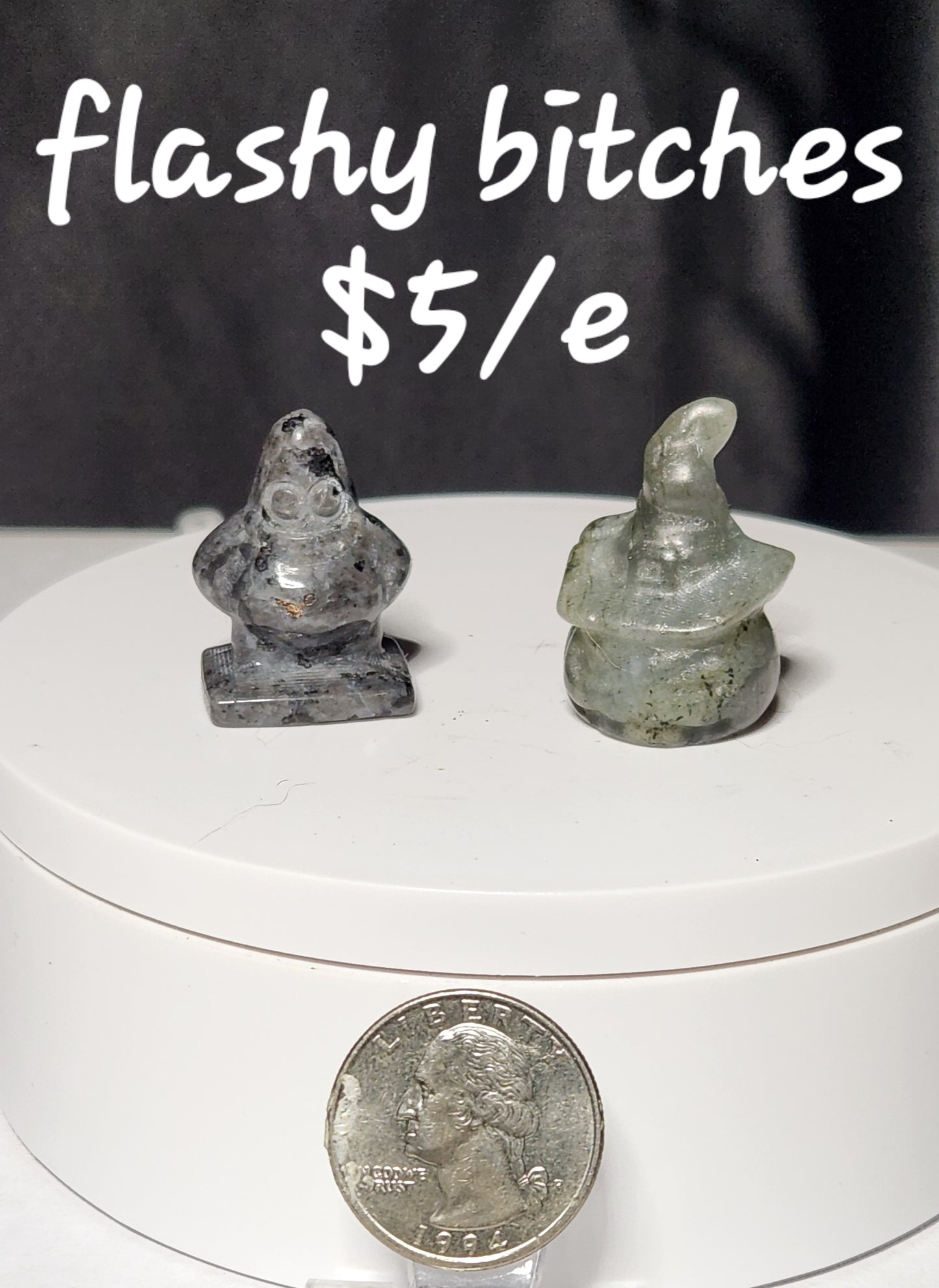 Larvikite Patrick, Labradorite Jack o lantern pairing