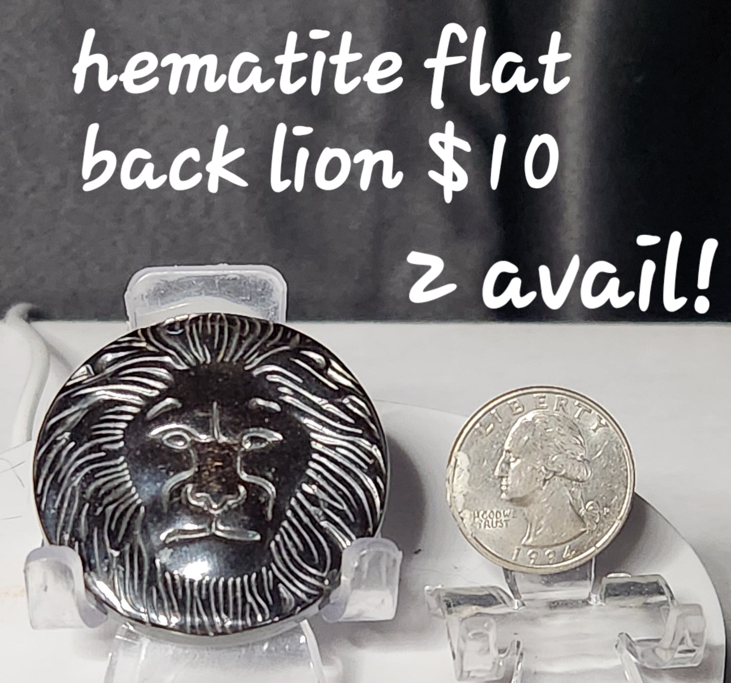 Hematite flat back lion