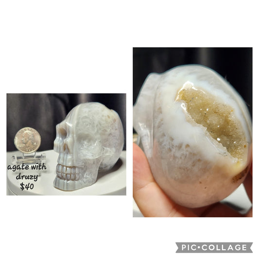 Druzy Agate Skull